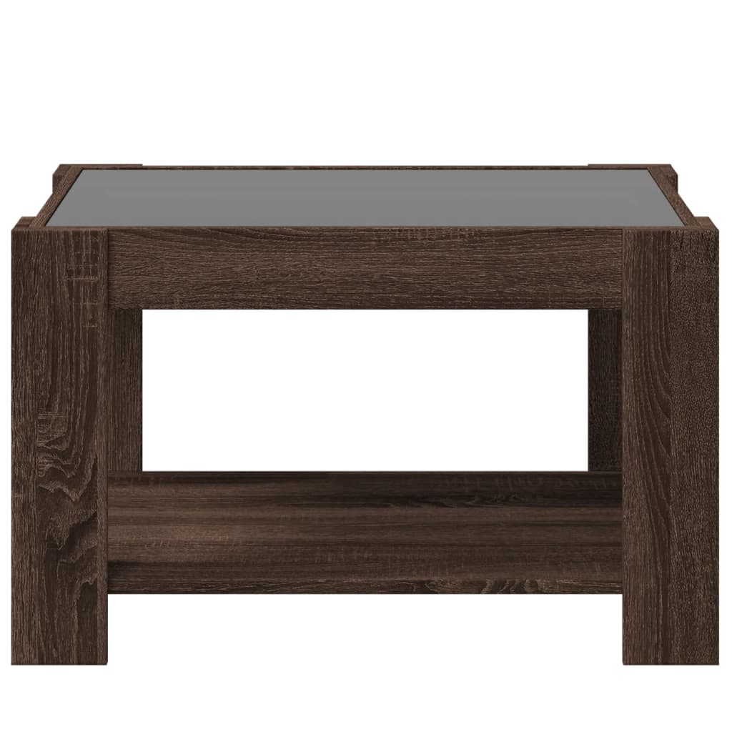 Salongbord med LED brun eik 73x53x45 cm konstruert tre