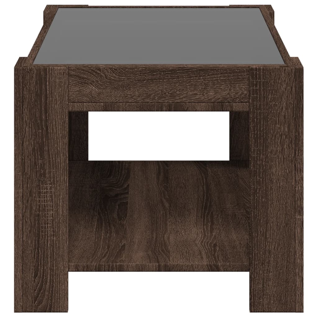 Salongbord med LED brun eik 73x53x45 cm konstruert tre