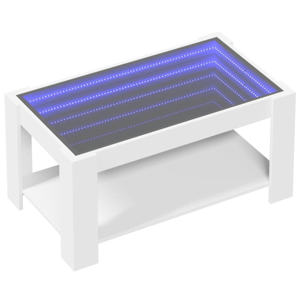 Salongbord med LED hvit 93x53x45 cm konstruert tre