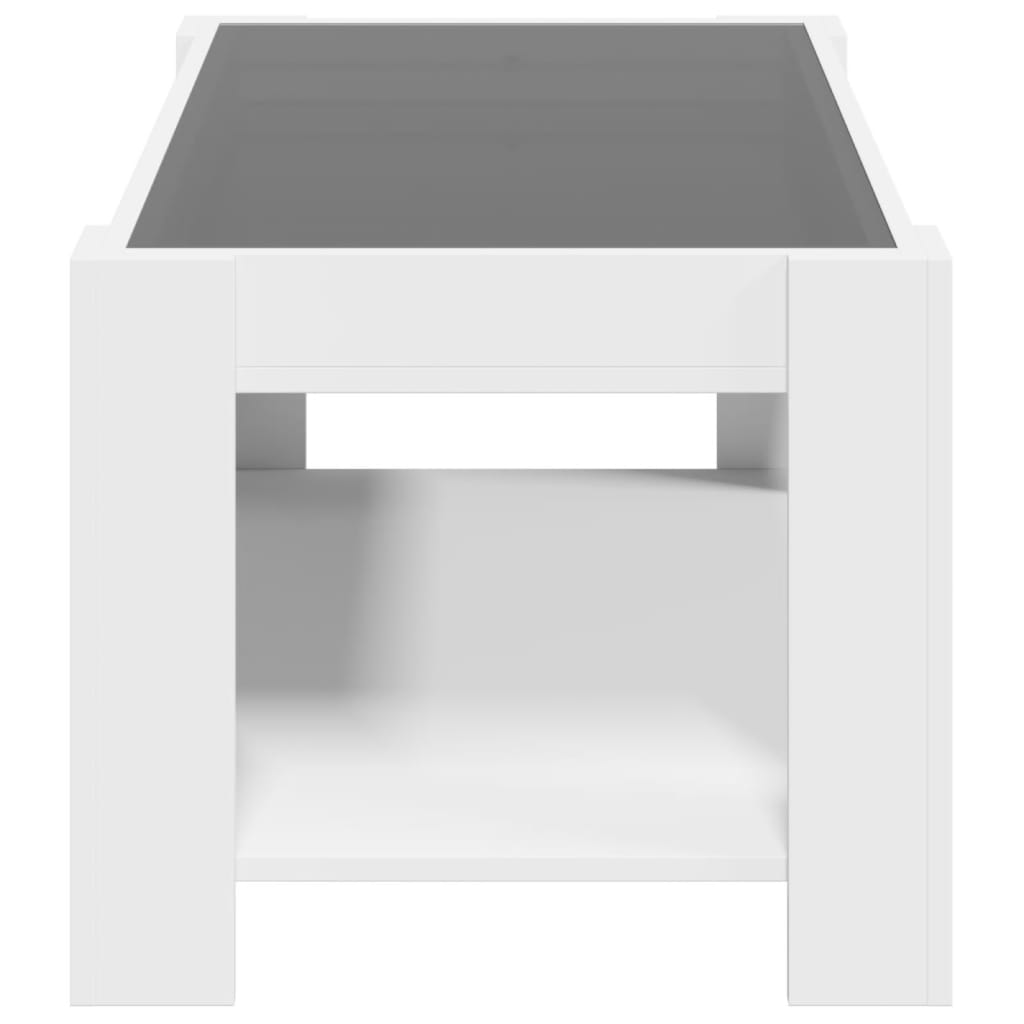 Salongbord med LED hvit 93x53x45 cm konstruert tre