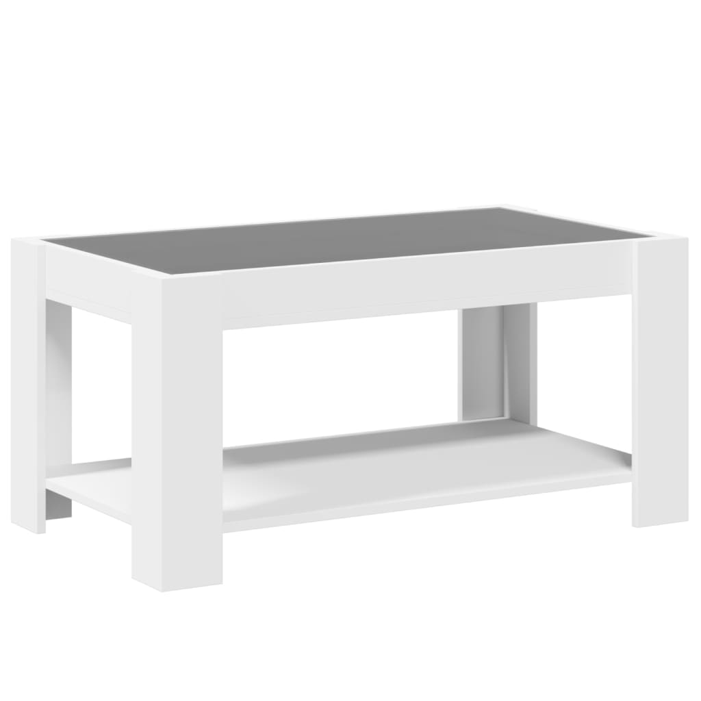 Salongbord med LED hvit 93x53x45 cm konstruert tre