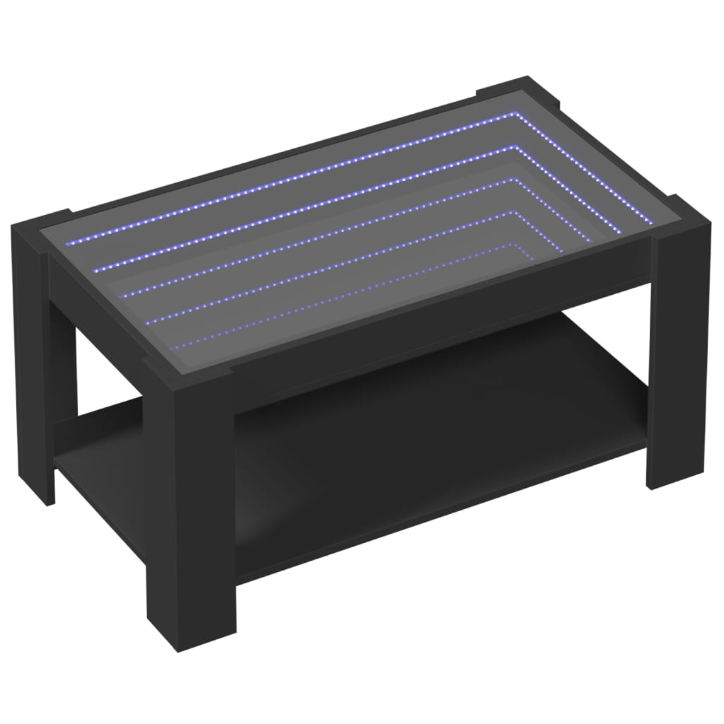 Salongbord med LED svart 93x53x45 cm konstruert tre