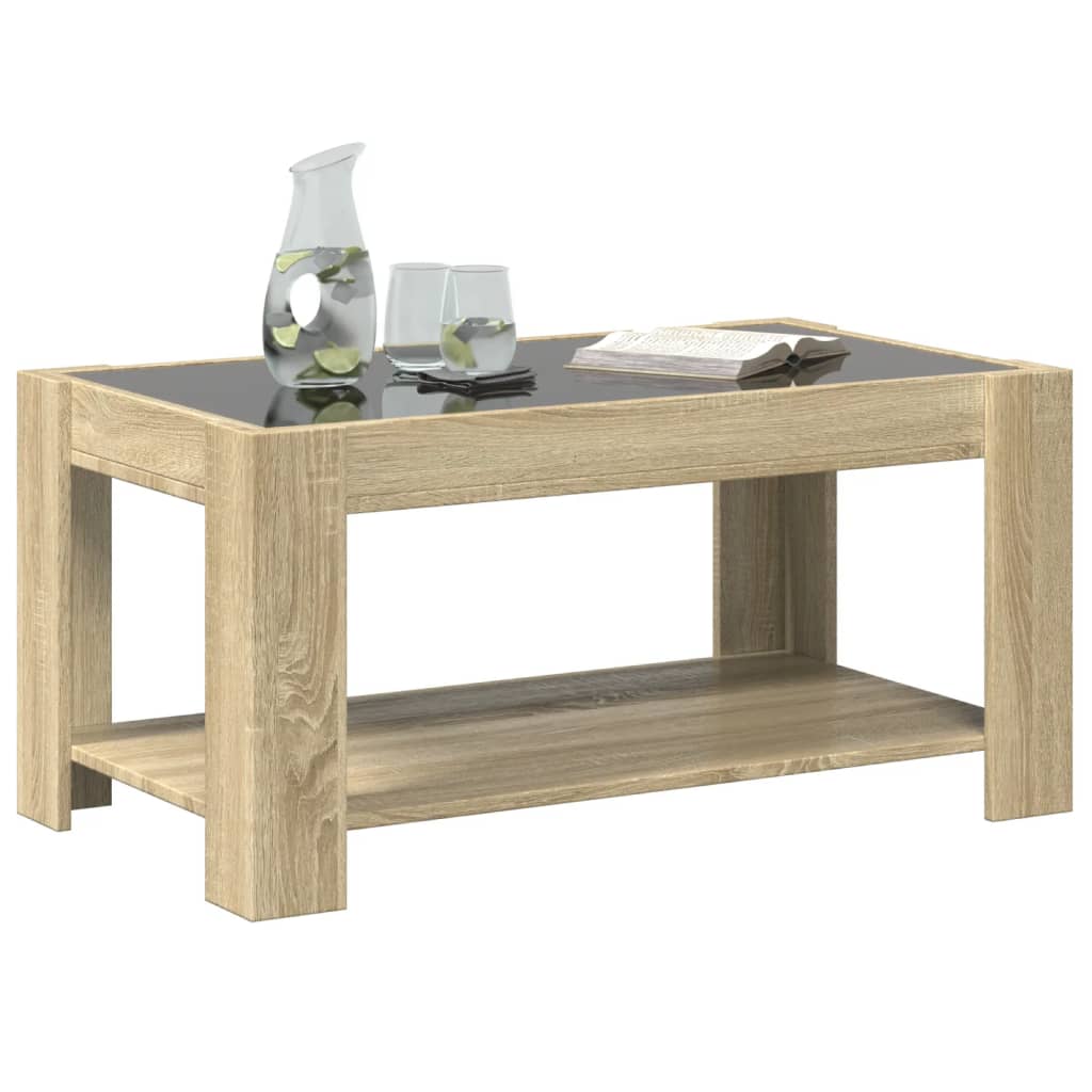 Salongbord med LED sonoma eik 93x53x45 cm konstruert tre