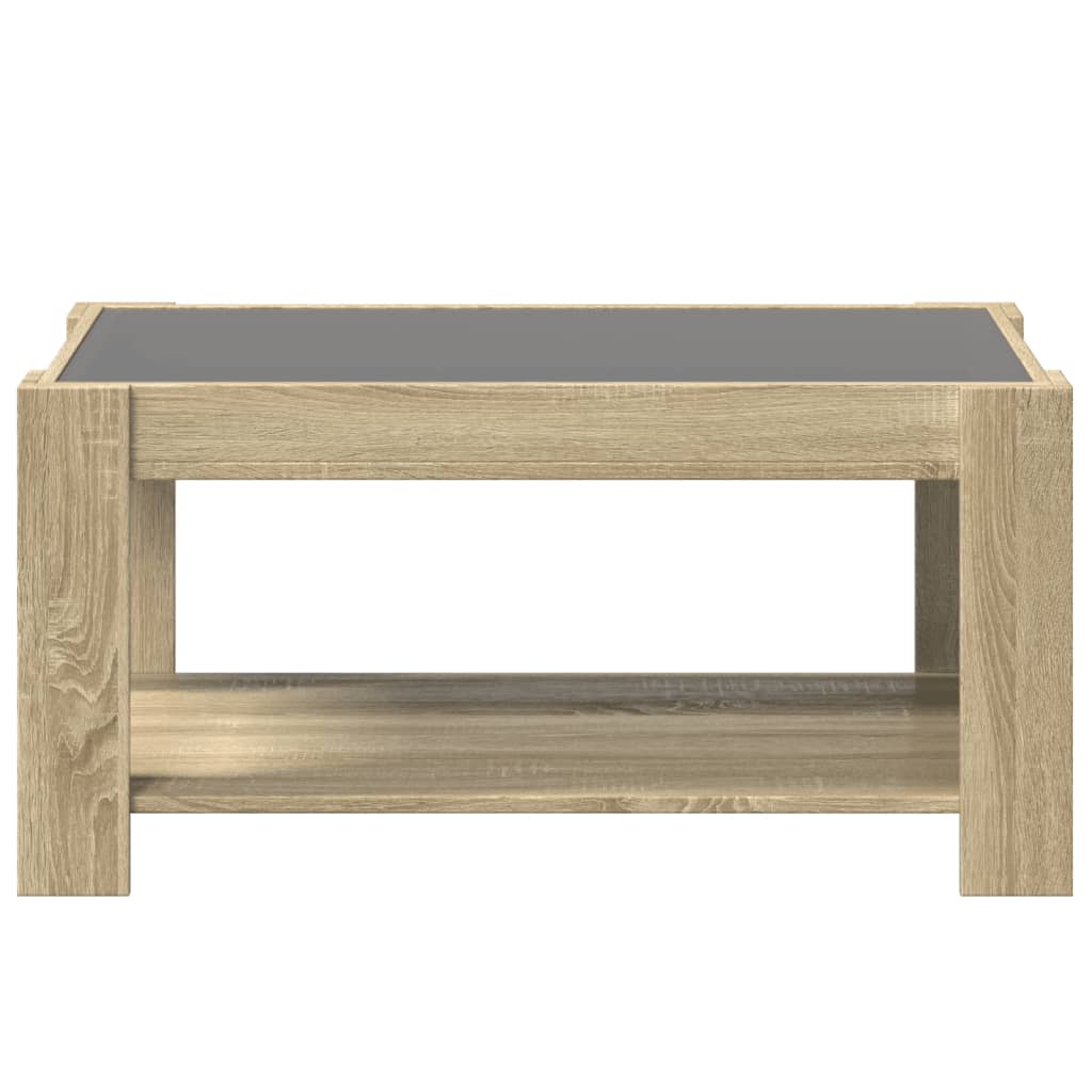 Salongbord med LED sonoma eik 93x53x45 cm konstruert tre
