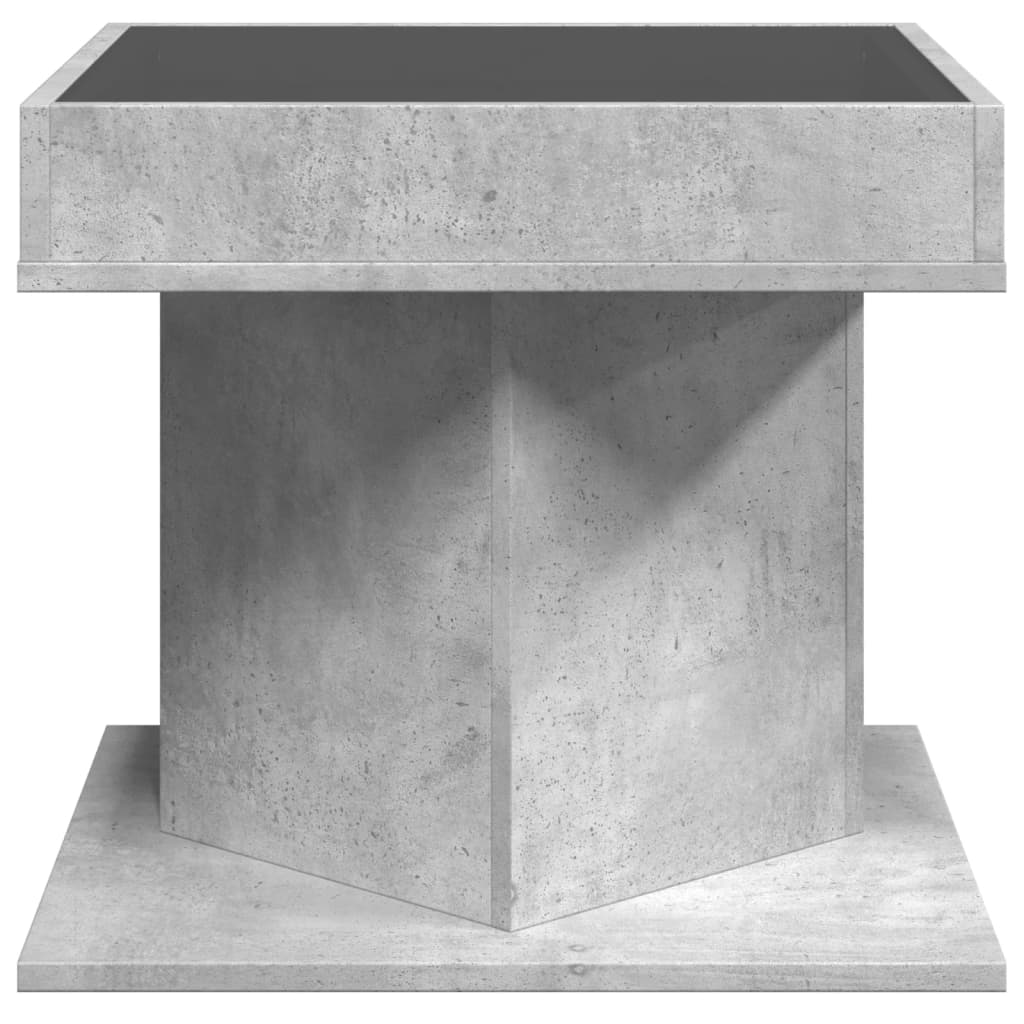 Salongbord med LED betonggrå 50x50x45 cm konstruert tre