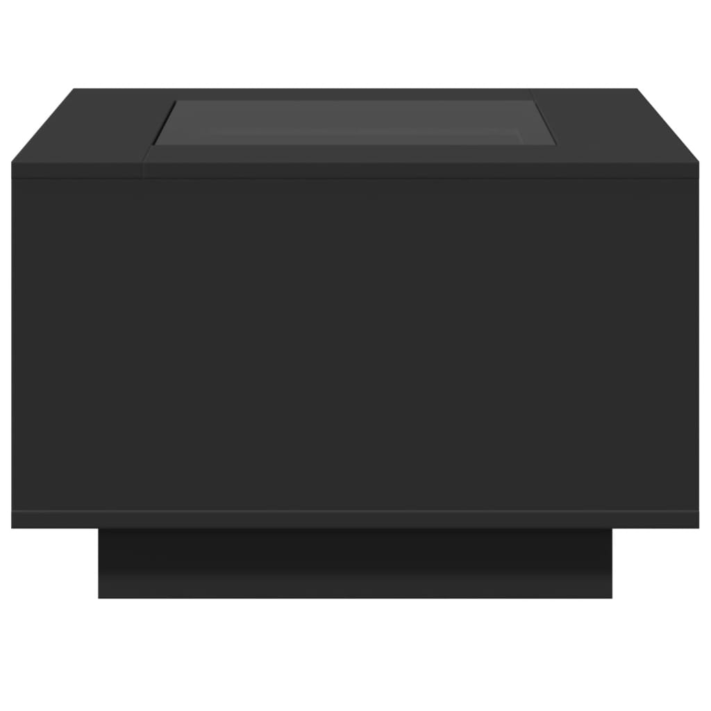 Salongbord med LED svart 60x60x40 cm konstruert tre