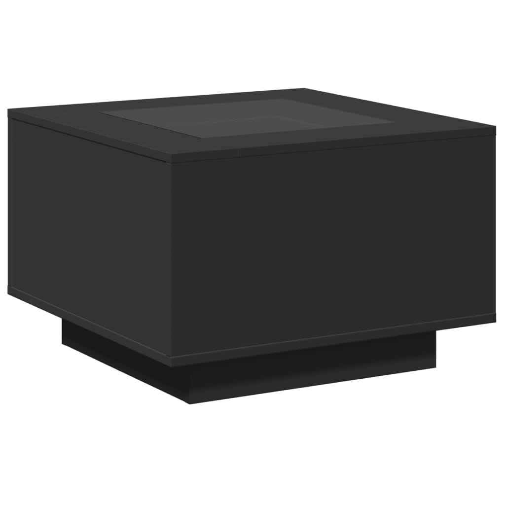 Salongbord med LED svart 60x60x40 cm konstruert tre
