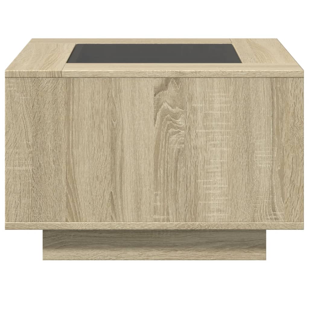 Salongbord med LED sonoma eik 60x60x40 cm konstruert tre