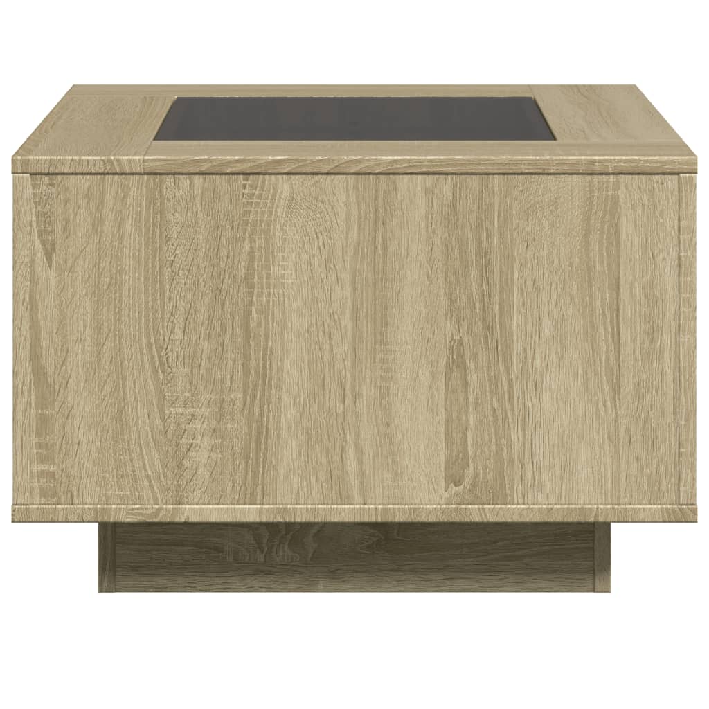 Salongbord med LED sonoma eik 60x60x40 cm konstruert tre