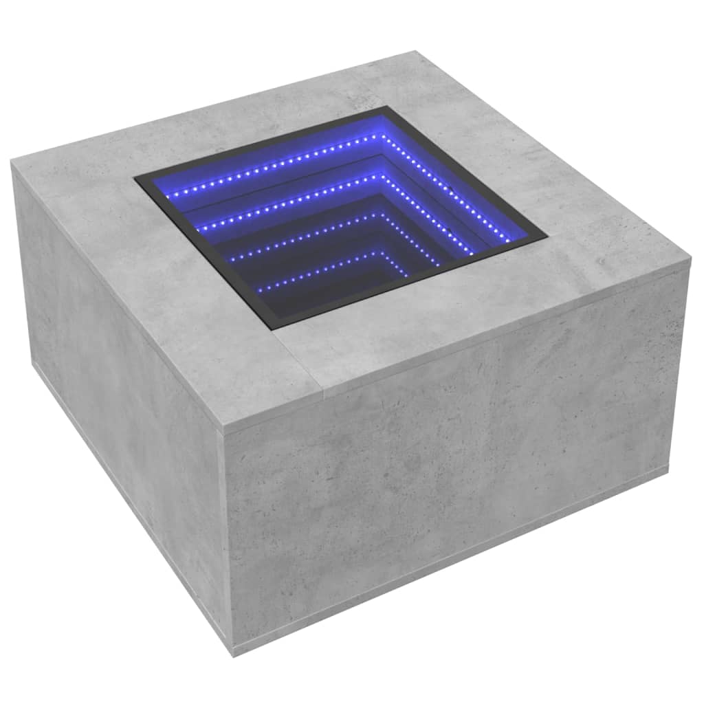 Salongbord med LED betonggrå 60x60x40 cm konstruert tre