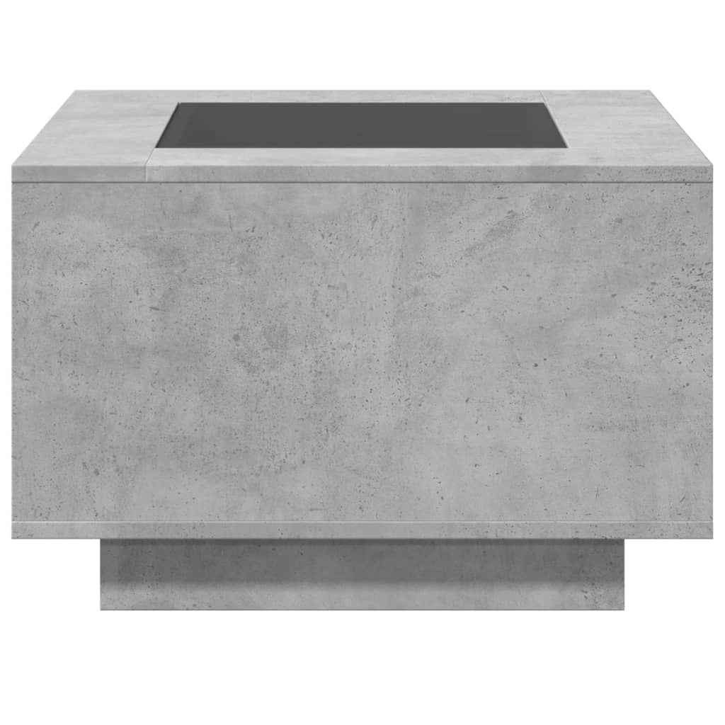 Salongbord med LED betonggrå 60x60x40 cm konstruert tre