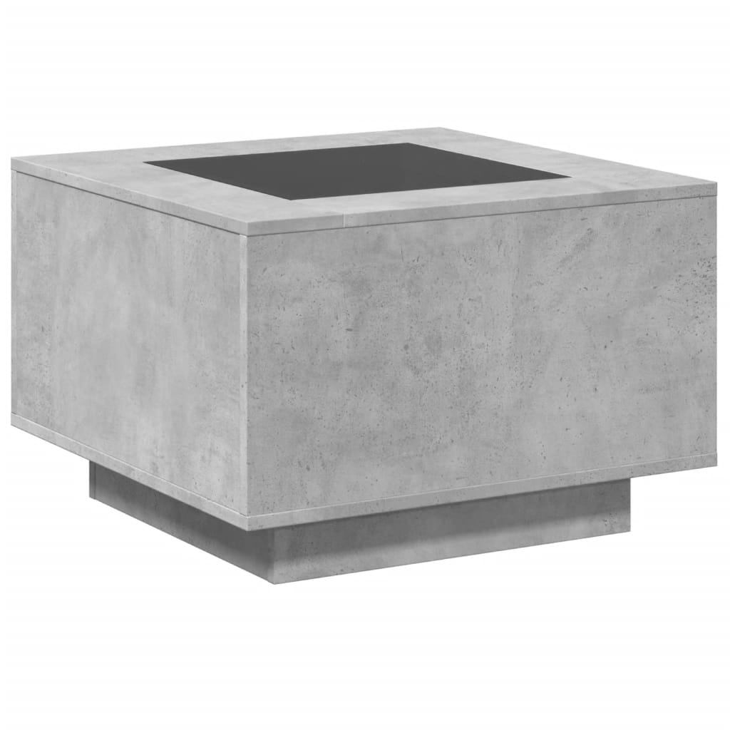 Salongbord med LED betonggrå 60x60x40 cm konstruert tre