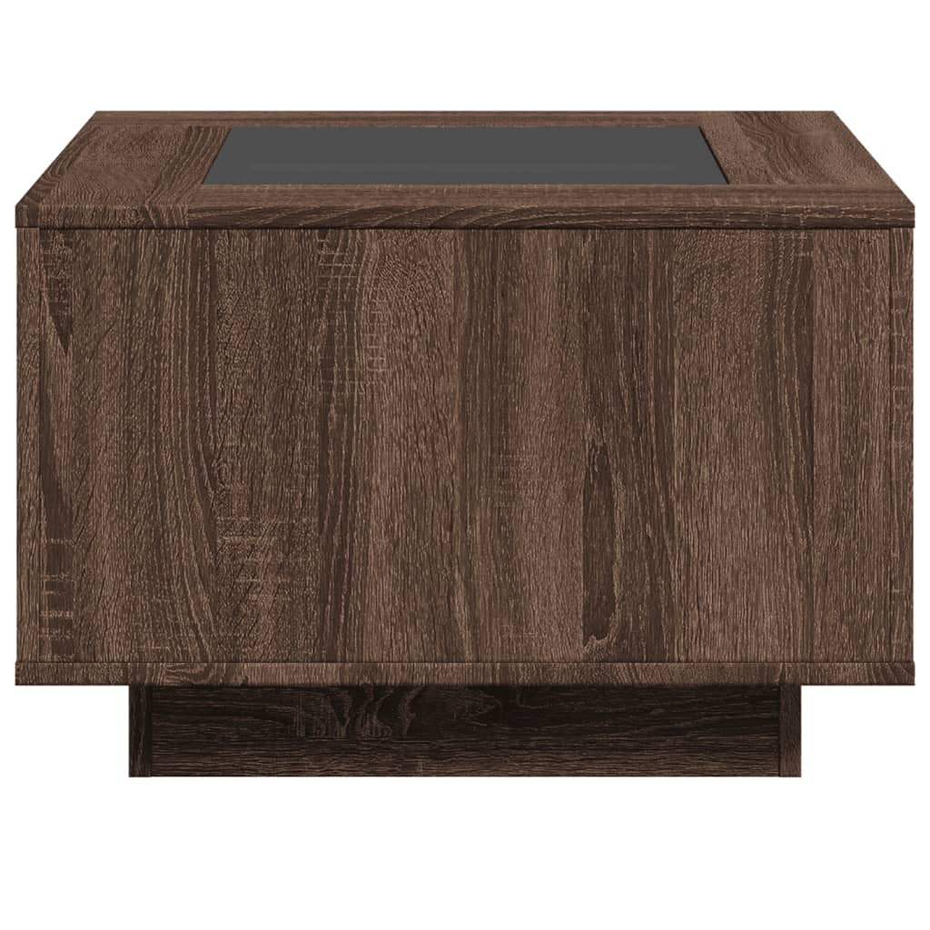 Salongbord med LED brun eik 60x60x40 cm konstruert tre