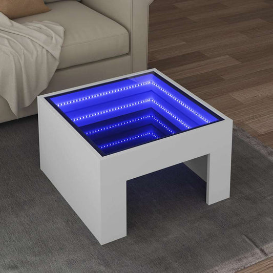 Salongbord med Infinity LED hvit 50x50x30 cm