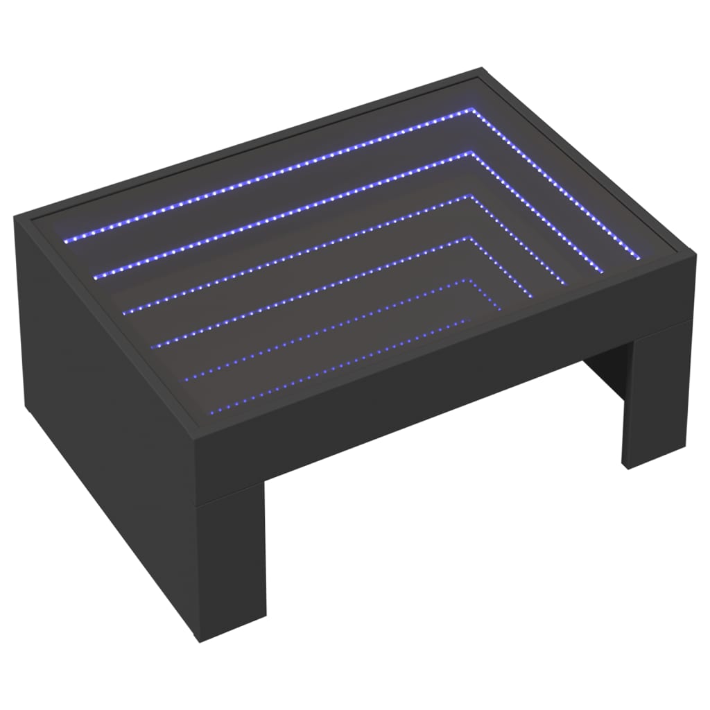 Salongbord med Infinity LED svart 70x50x30 cm