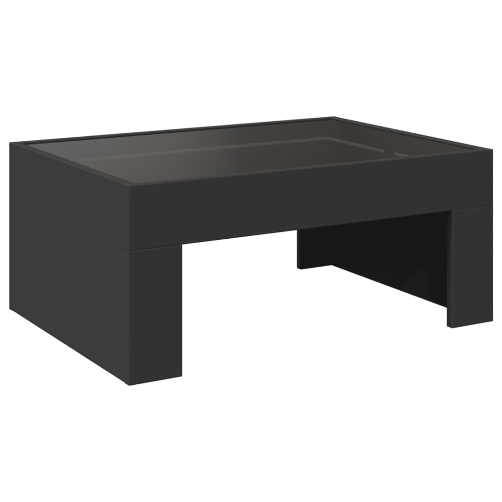 Salongbord med Infinity LED svart 70x50x30 cm