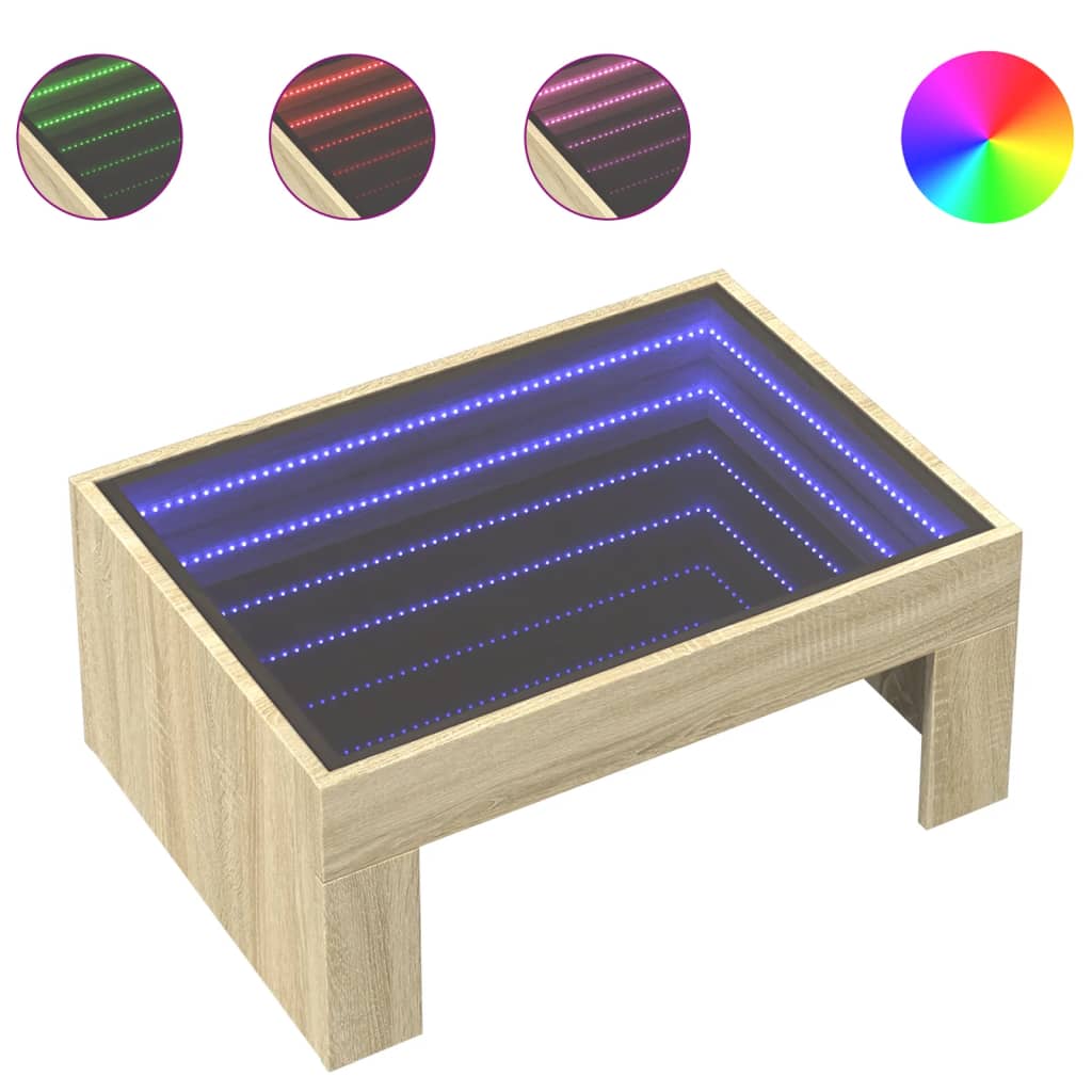 Salongbord med Infinity LED sonoma eik 70x50x30 cm