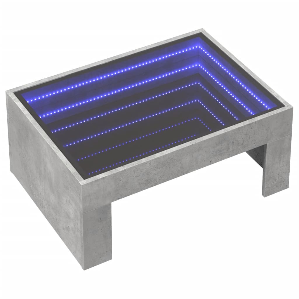 Salongbord med Infinity LED betonggrå 70x50x30 cm