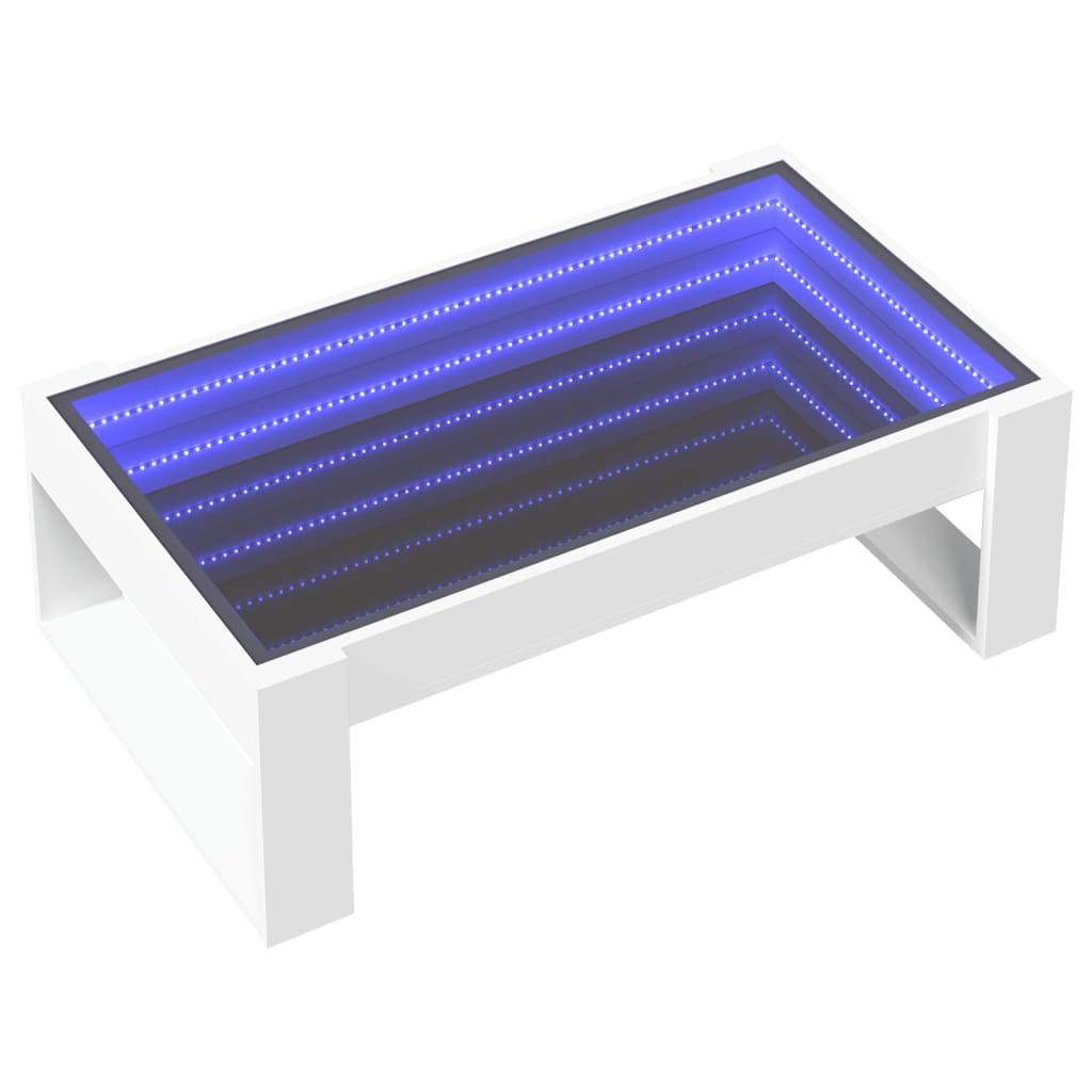 Salongbord med Infinity LED hvit 90x53x30 cm