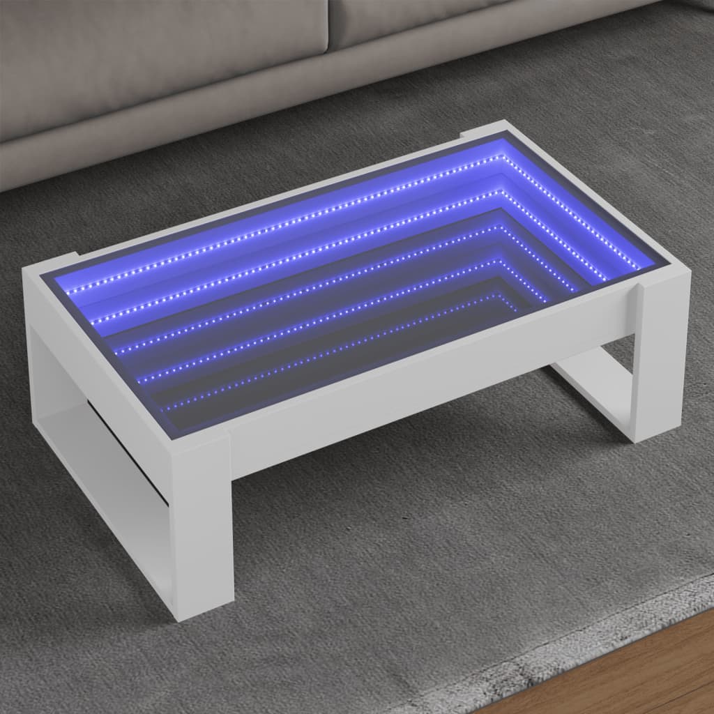 Salongbord med Infinity LED hvit 90x53x30 cm