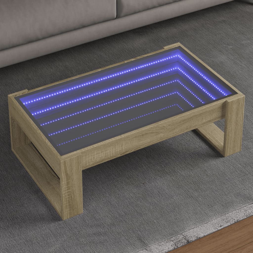 Salongbord med Infinity LED sonoma eik 90x53x30 cm