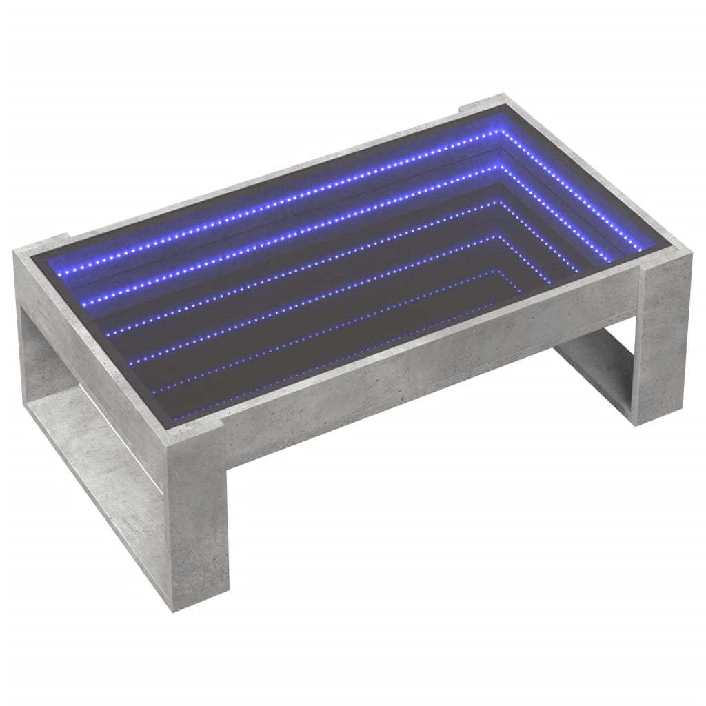 Salongbord med Infinity LED betonggrå 90x53x30 cm