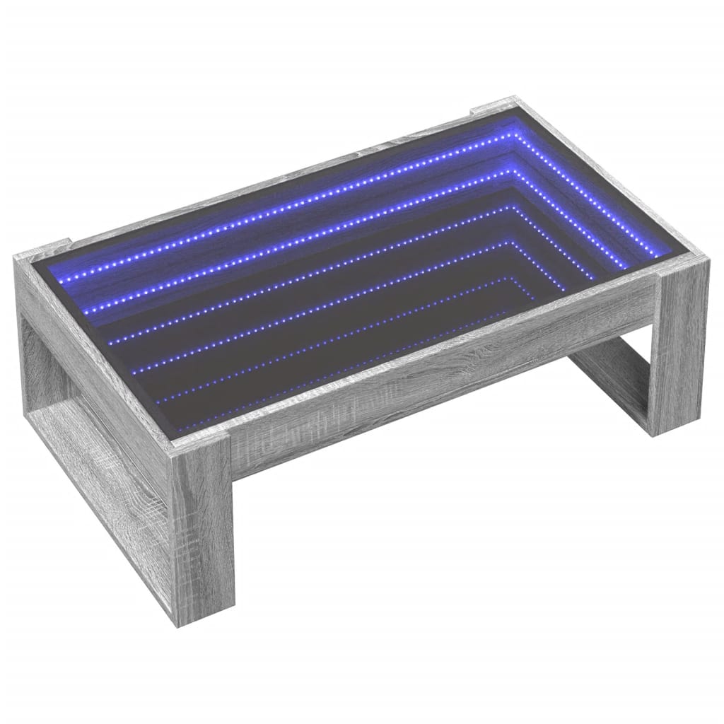 Salongbord med Infinity LED grå sonoma 90x53x30 cm