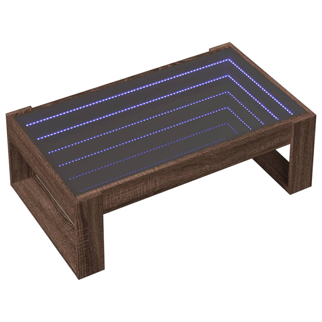 Salongbord med Infinity LED brun eik 90x53x30 cm