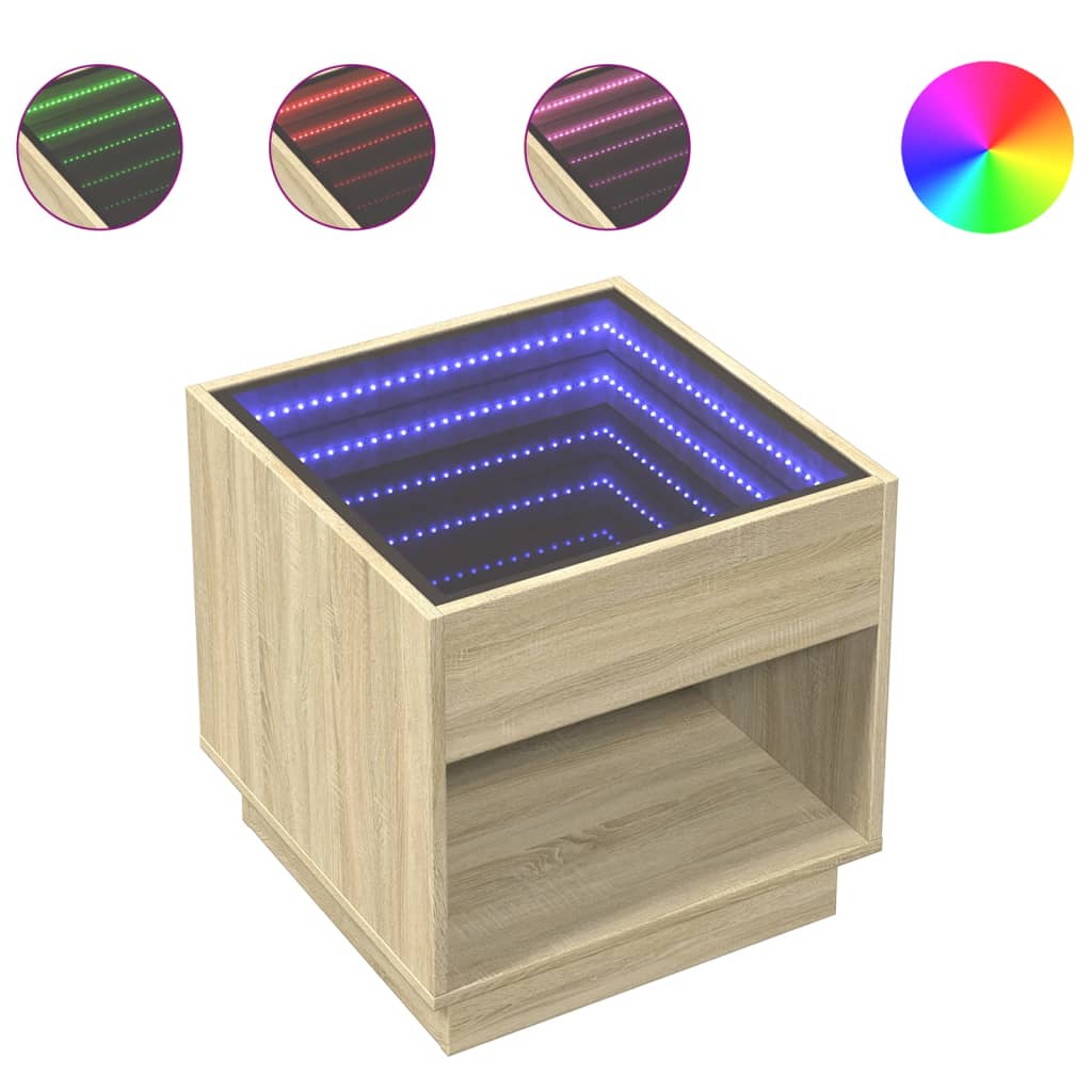 Salongbord med Infinity LED sonoma eik 50x50x50 cm