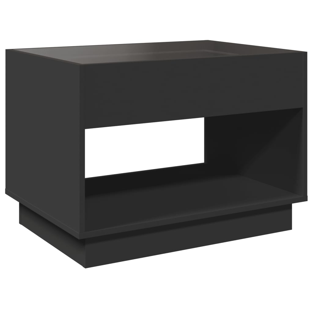 Salongbord med Infinity LED svart 70x50x50 cm