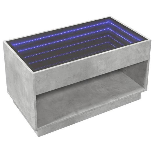 Salongbord med Infinity LED betonggrå 90x50x50 cm
