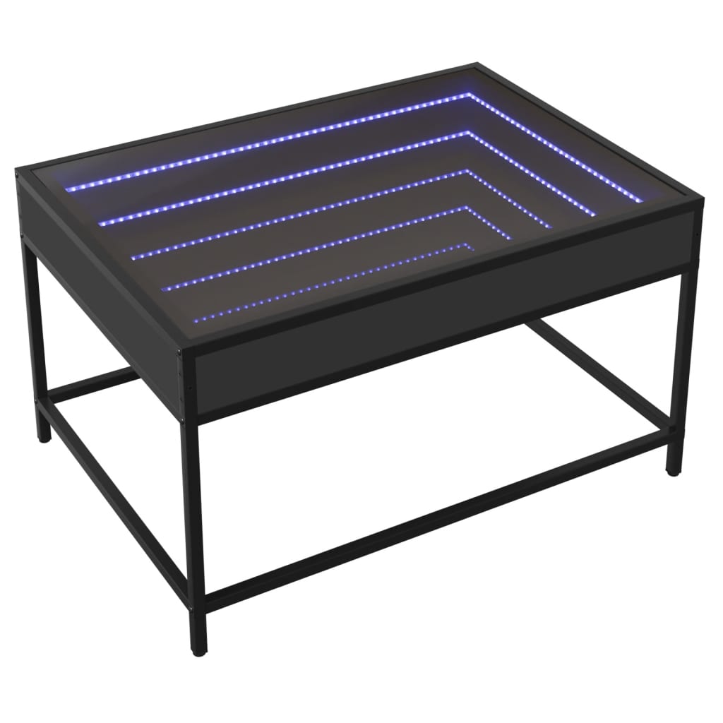 Salongbord med Infinity LED svart 70x50x41 cm