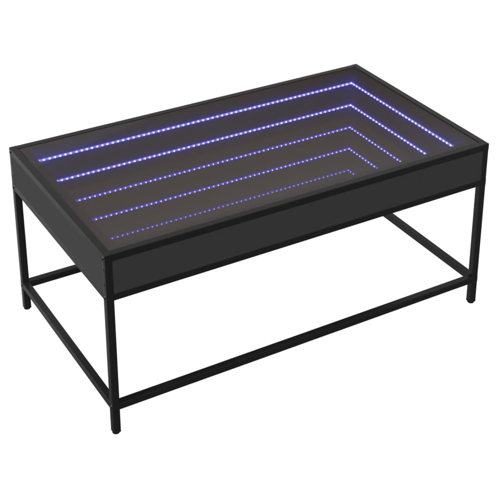 Salongbord med Infinity LED svart 90x50x41 cm