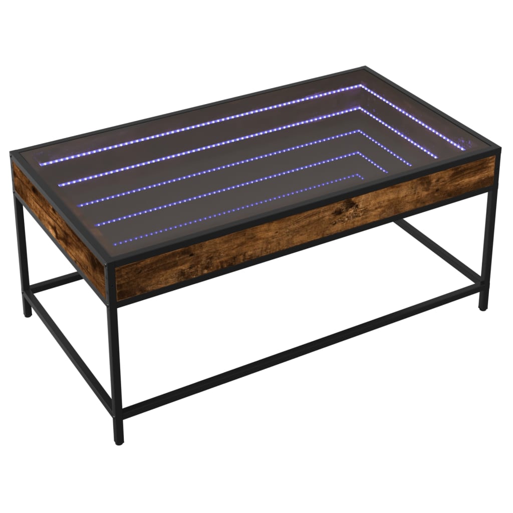 Salongbord med Infinity LED røkt eik 90x50x41 cm