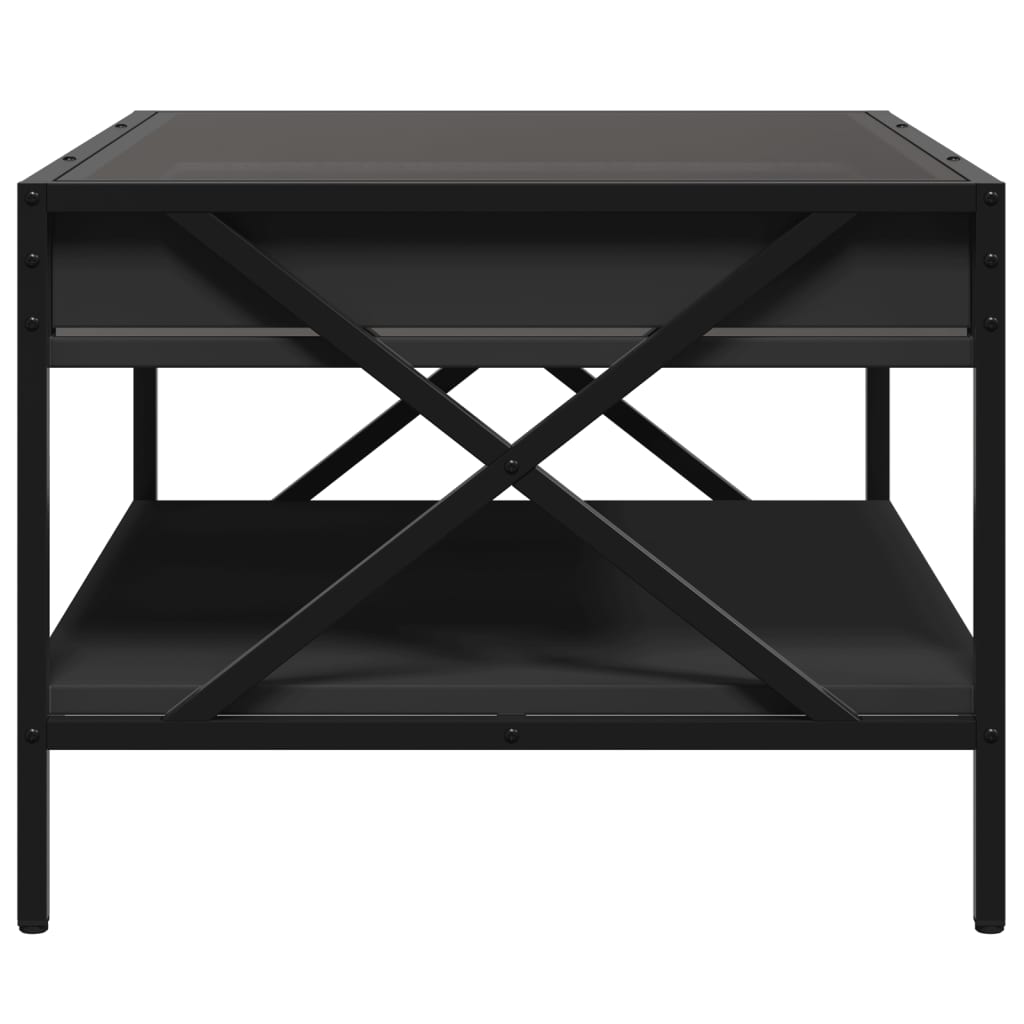 Salongbord med Infinity LED svart 70x50x38 cm
