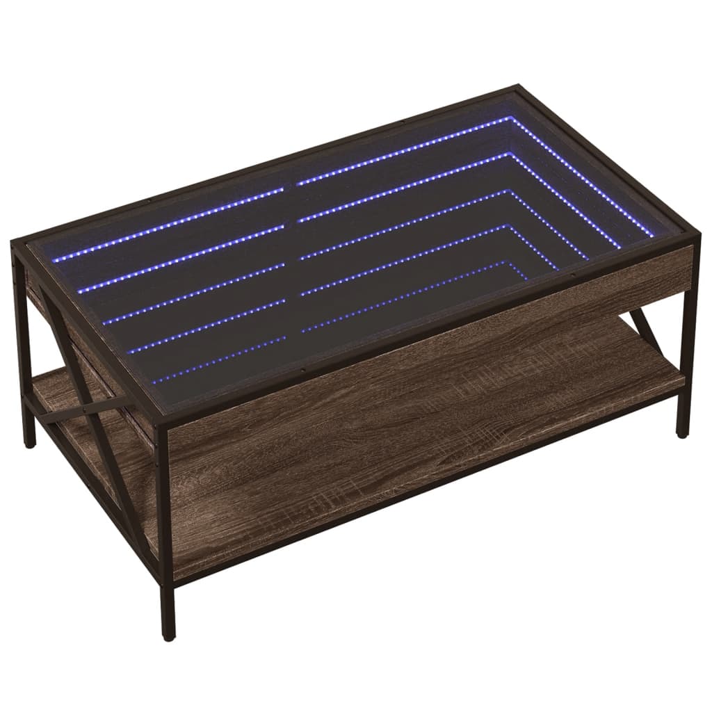 Salongbord med Infinity LED brun eik 90x50x38 cm