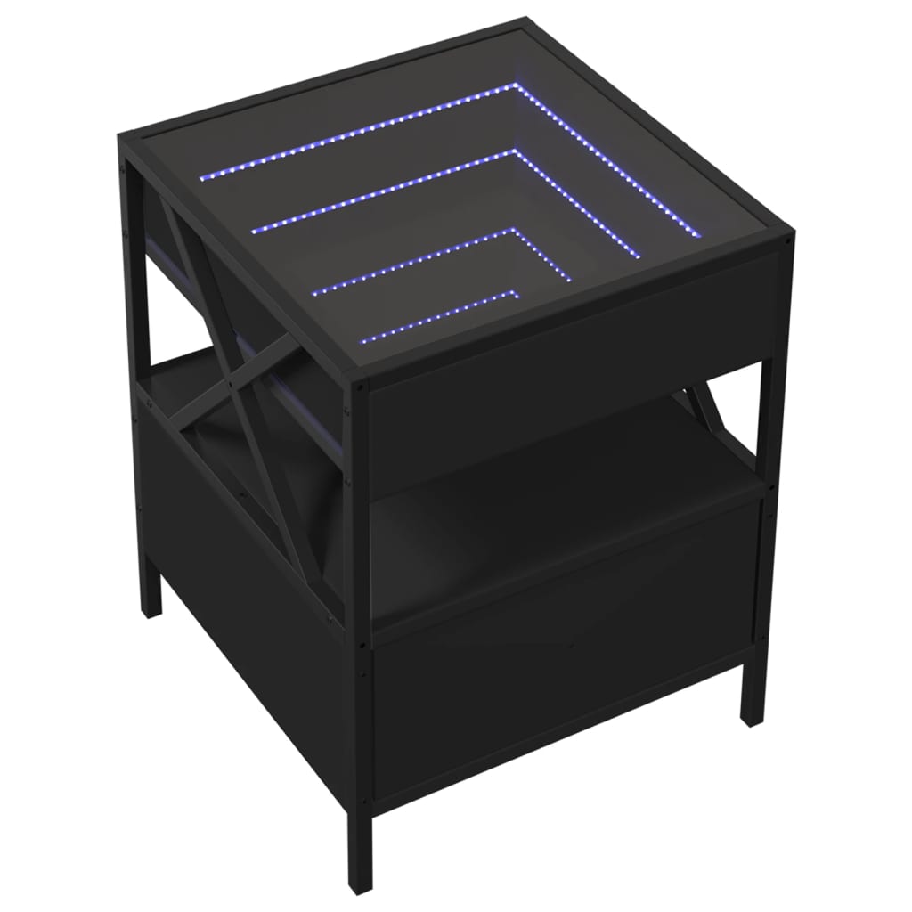 Salongbord med Infinity LED svart 40x40x51 cm