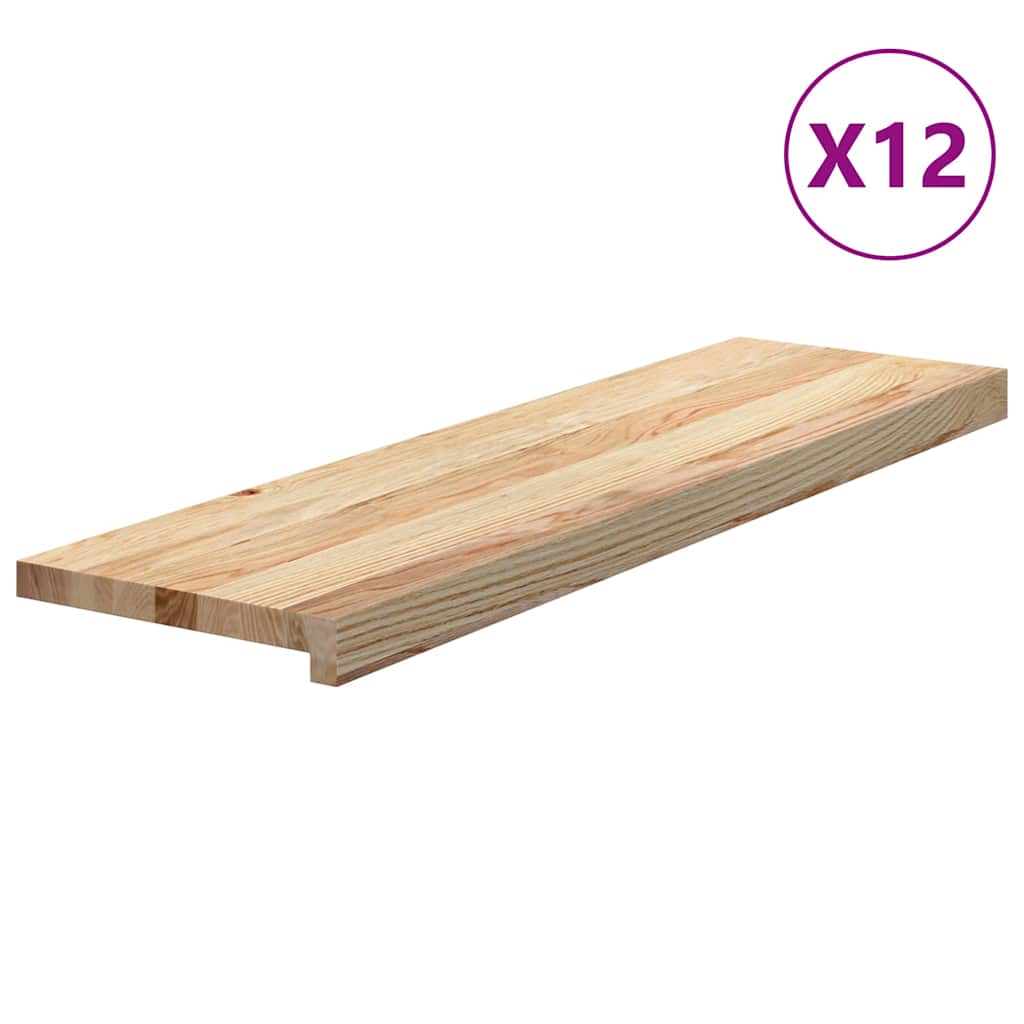 Trappetrinn 12 stk ubehandlet 90x25x2 cm heltre eik