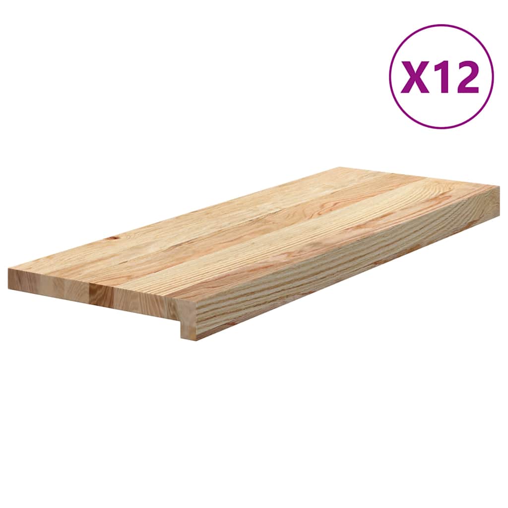 Trappetrinn 12 stk ubehandlet 70x30x2 cm heltre eik