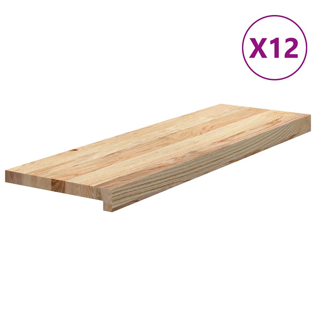 Trappetrinn 12 stk ubehandlet 80x30x2 cm heltre eik