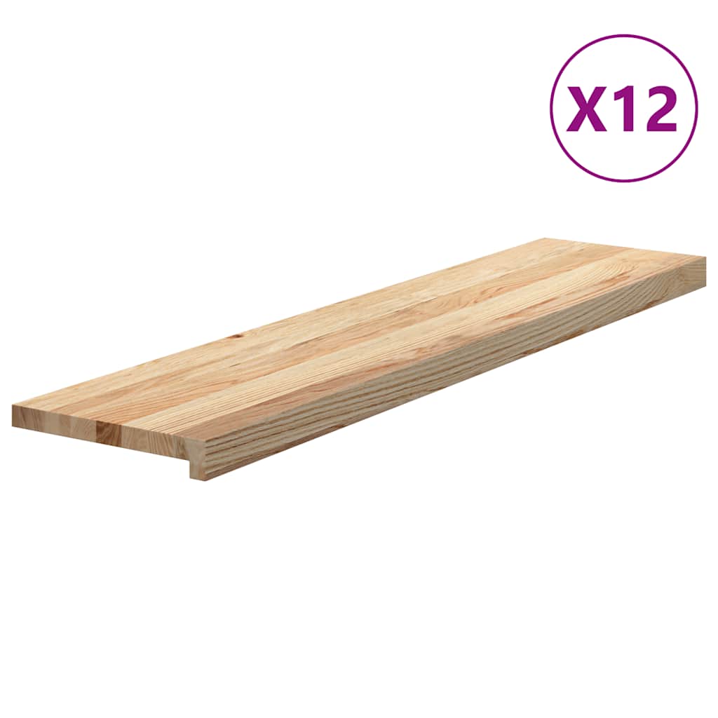 Trappetrinn 12 stk ubehandlet 110x30x2 cm heltre eik