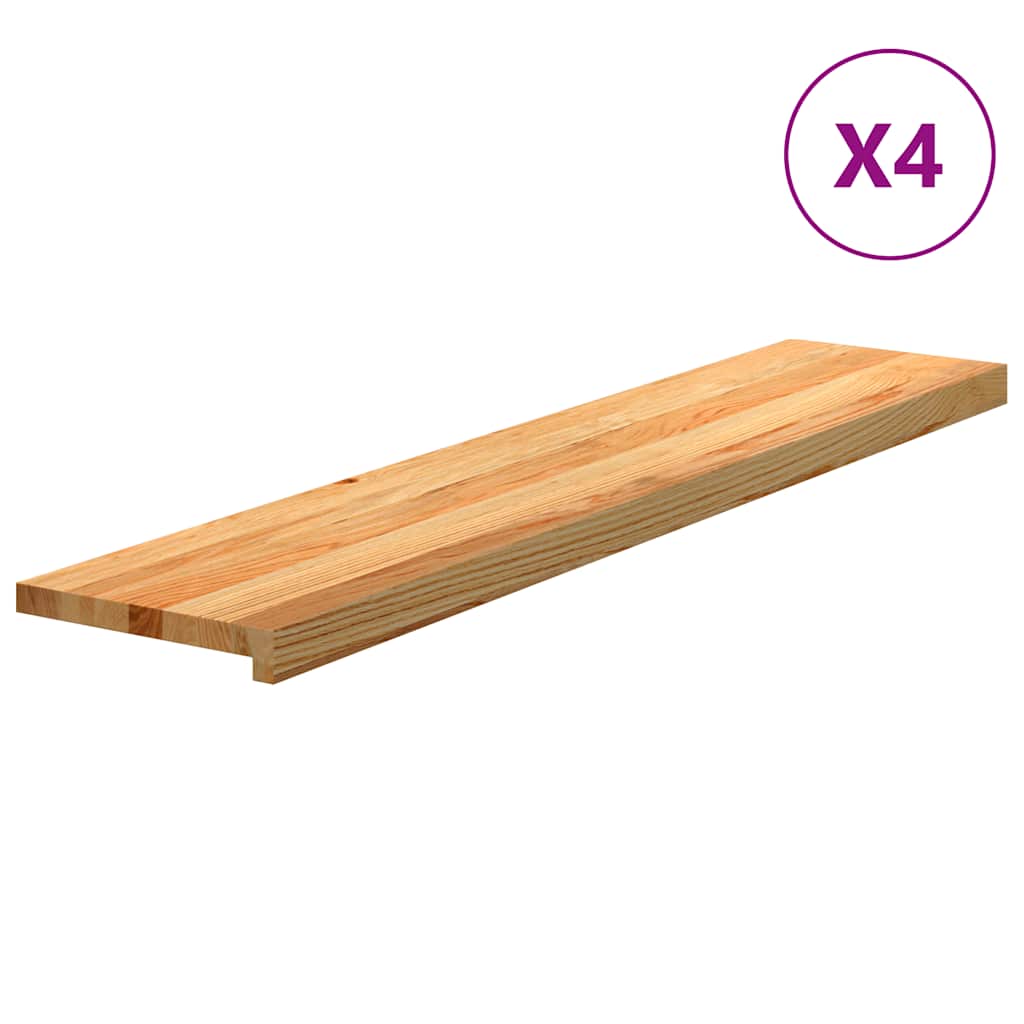 Trappetrinn 4 stk lysebrun 120x30x2 cm heltre eik