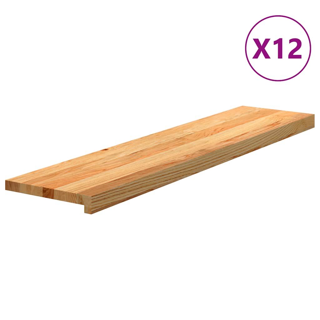 Trappetrinn 12 stk lysebrun 110x25x2 cm heltre eik