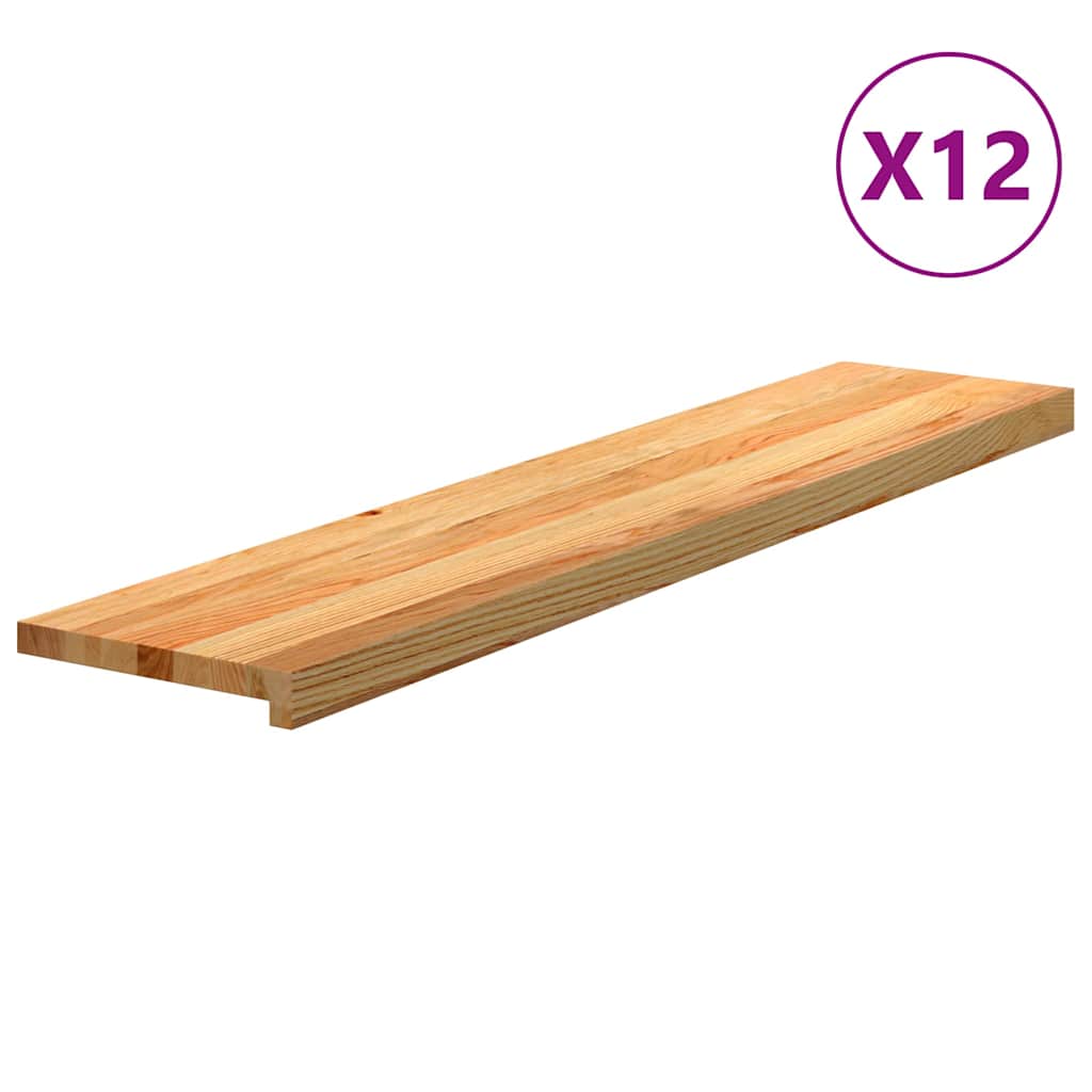 Trappetrinn 12 stk lysebrun 120x25x2 cm heltre eik