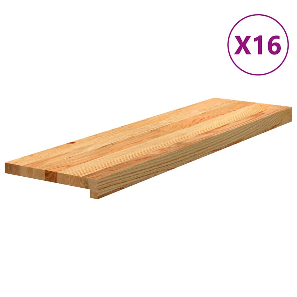 Trappetrinn 16 stk lysebrun 90x30x2 cm heltre eik