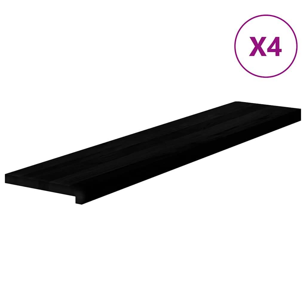 Trappetrinn 4 stk brunsvart 120x30x2 cm heltre eik