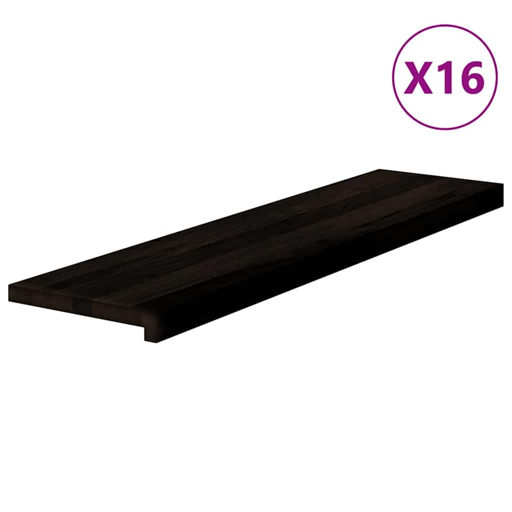 Trappetrinn 16 stk brunsvart 100x30x2 cm heltre eik
