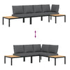 Hagesofasett med puter 3 deler svart aluminium