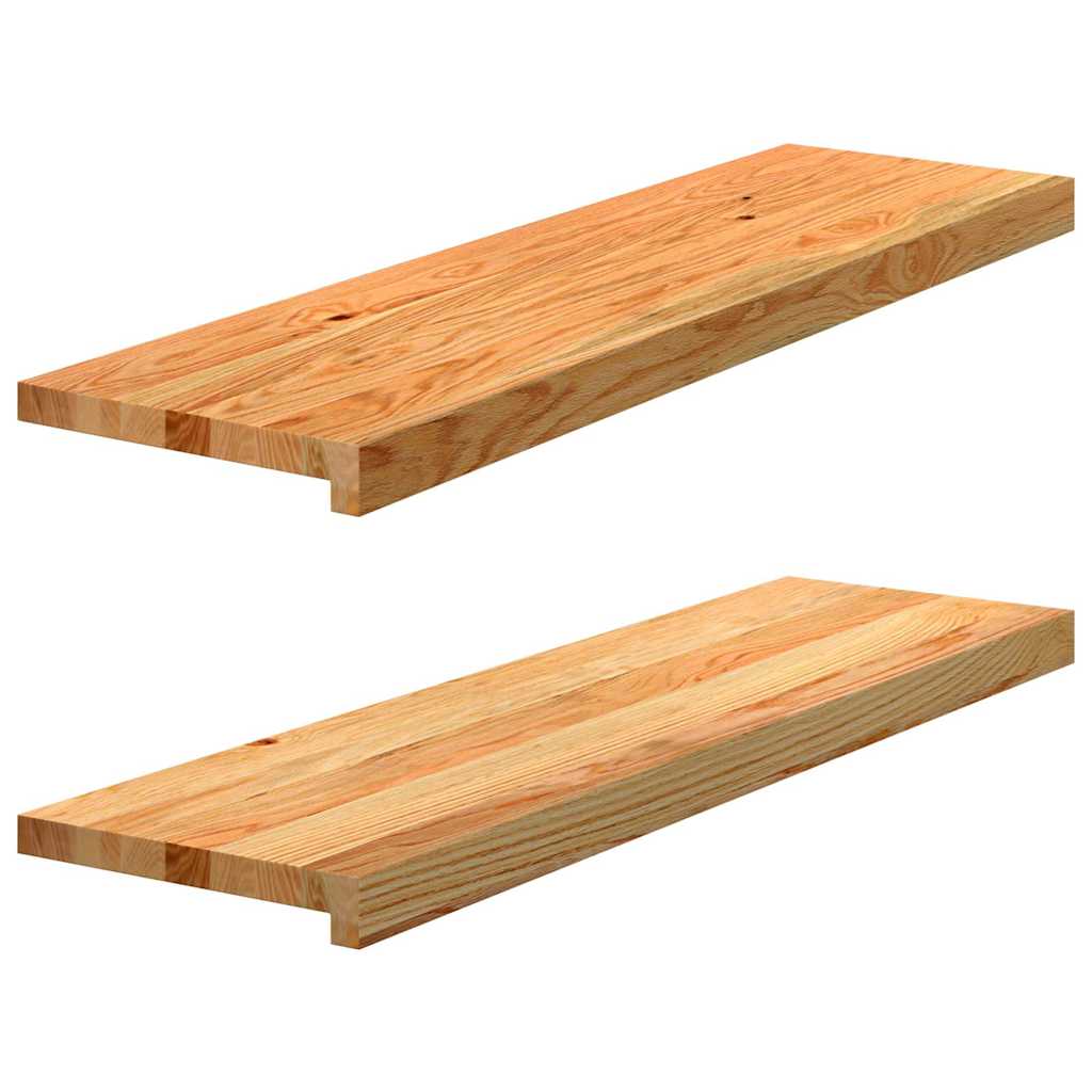 Trappetrinn 2 stk lysebrun 90x25x2 cm heltre eik