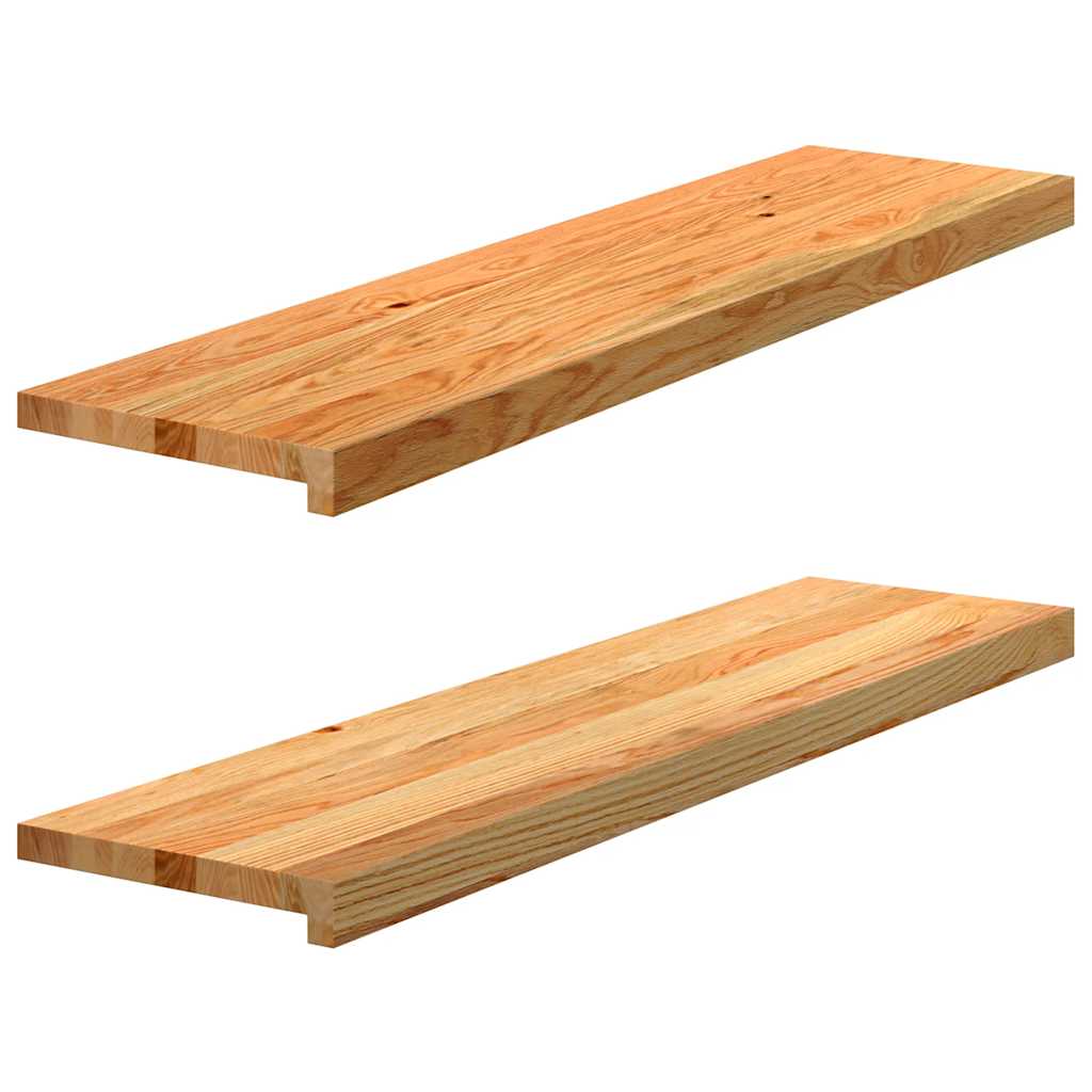Trappetrinn 2 stk lysebrun 100x25x2 cm heltre eik